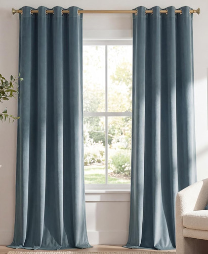 Stone blue velvet - velvet, curtains